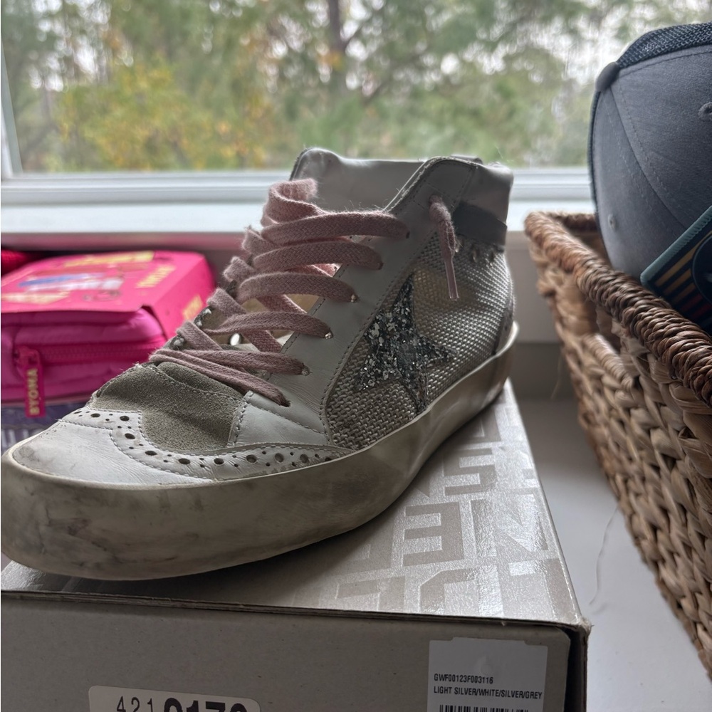 Golden Goose Gray High-Tops with Glitter Star